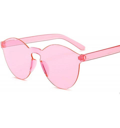Round One Piece Love Heart Lens Sunglasses Women Transparent Plastic Glasses Style Sun FeClear Candy Color Designer - CK198AI...