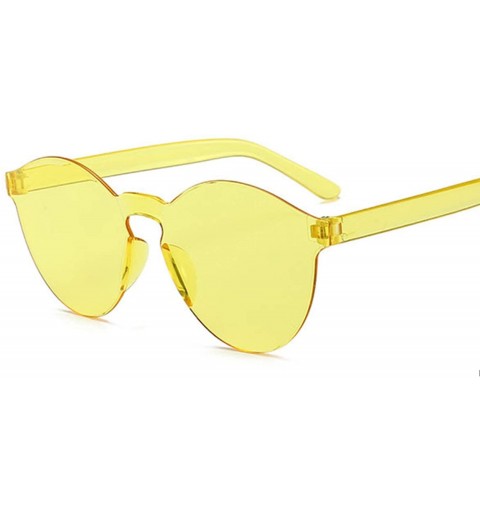 Round One Piece Love Heart Lens Sunglasses Women Transparent Plastic Glasses Style Sun FeClear Candy Color Designer - CK198AI...