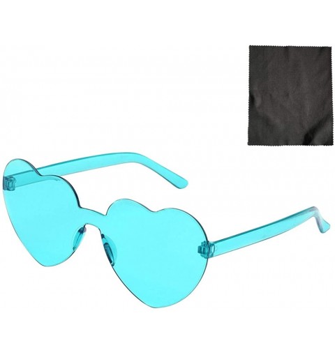 Rimless Women's Sunglasses Heart Shaped Rimless Sunglasses Transparent Candy Color Frameless Glasses Party Sunglasses - N - C...