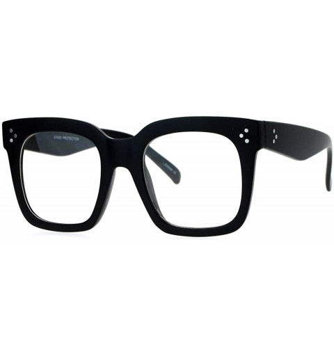 Wayfarer Oversize Thick Plastic Nerd Rectangular Horn Rim Horned Clear Lens Glasses - Matte Black - CX12H5HA9VV $20.42