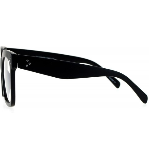 Wayfarer Oversize Thick Plastic Nerd Rectangular Horn Rim Horned Clear Lens Glasses - Matte Black - CX12H5HA9VV $7.96