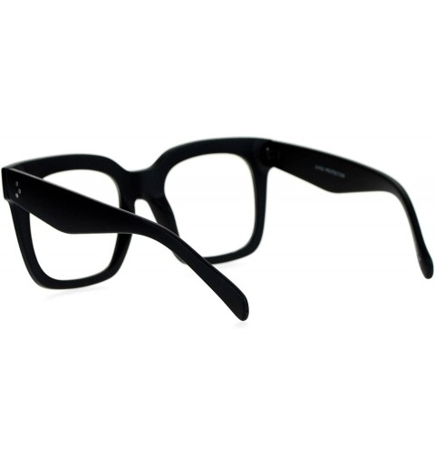 Wayfarer Oversize Thick Plastic Nerd Rectangular Horn Rim Horned Clear Lens Glasses - Matte Black - CX12H5HA9VV $7.96