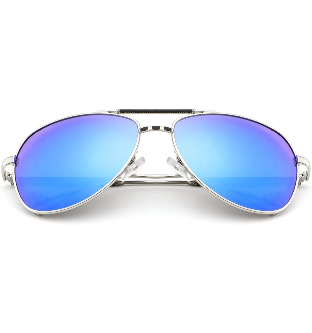 Aviator Aviator Sunglasses - Polarized Sunglasses- Sunglasses - UV 400 - Silver/Blue Mirror - CH183K8HNT3 $61.62