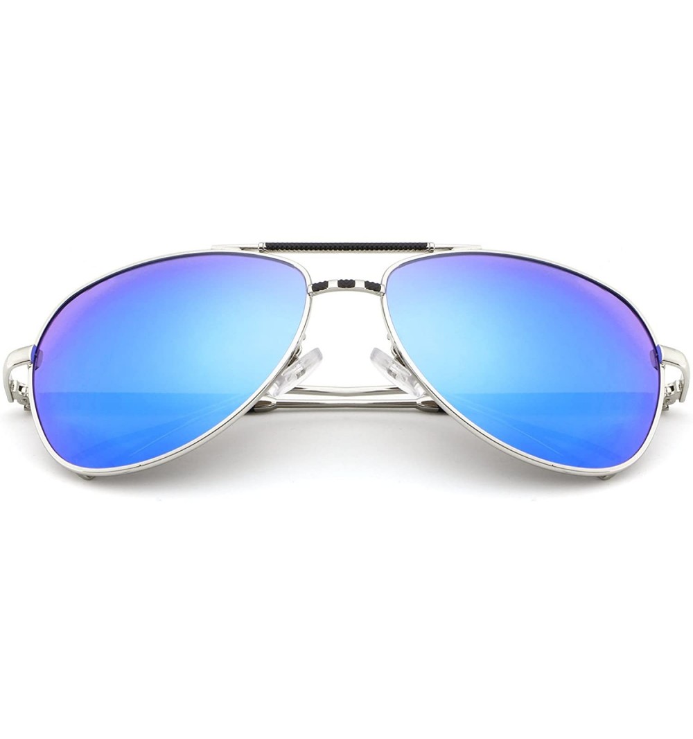 Aviator Aviator Sunglasses - Polarized Sunglasses- Sunglasses - UV 400 - Silver/Blue Mirror - CH183K8HNT3 $29.27