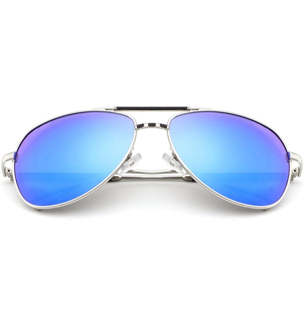 Aviator Aviator Sunglasses - Polarized Sunglasses- Sunglasses - UV 400 - Silver/Blue Mirror - CH183K8HNT3 $29.27