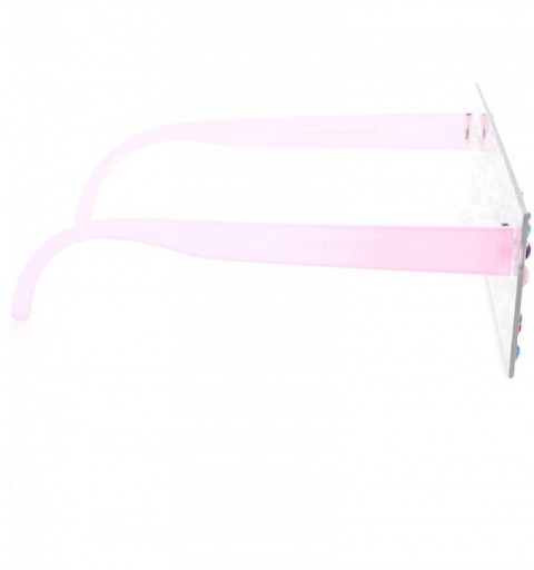 Rectangular Elegant Fashion Designer Inspired Rectangular Party Sunglasses - Pink - CX18M0XD2WW $14.98