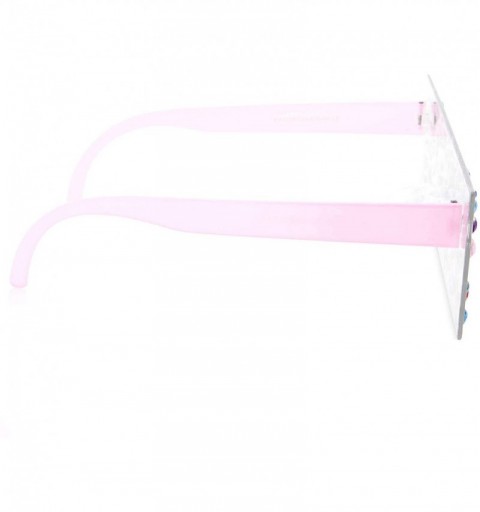 Rectangular Elegant Fashion Designer Inspired Rectangular Party Sunglasses - Pink - CX18M0XD2WW $14.98