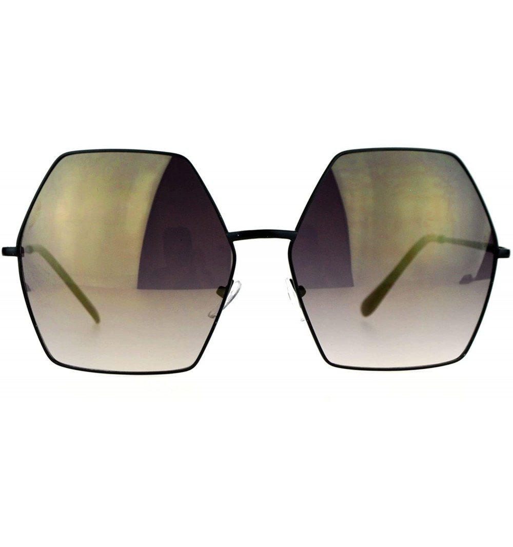 Oversized Mirrored Lens Octagon Oversize Designer Fashion Sunglasses - Black - CA12EO5NW35 $11.18