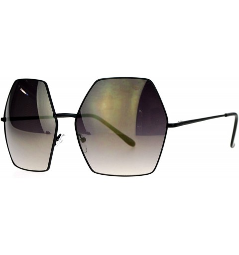 Oversized Mirrored Lens Octagon Oversize Designer Fashion Sunglasses - Black - CA12EO5NW35 $11.18