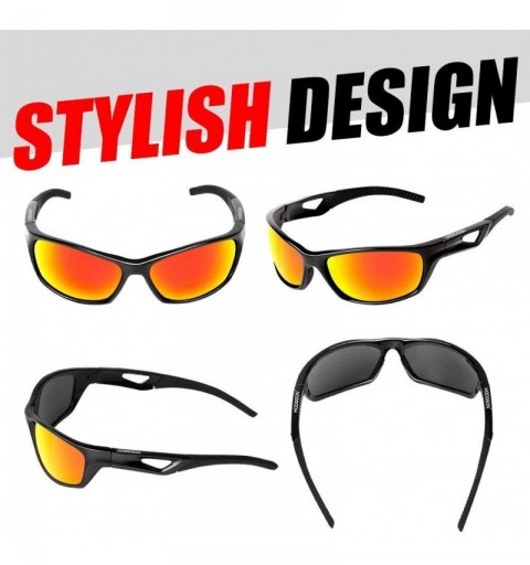 Sport Polarized Sports Sunglasses for Women Men Sport Fashion Glasses for Cycling - Black/Red - CH18R2XU7NH $27.14