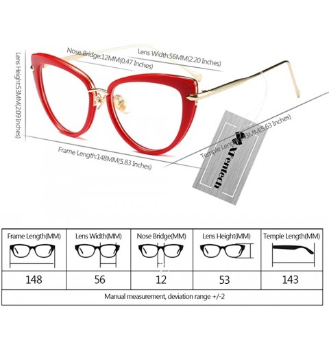 Oval Women Clear Lens Fashion Retro Cateye Eyeglasses Classic Eyewear Sunglasses - Red/Transparent - C21805T4WR2 $8.61