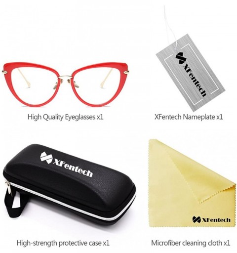 Oval Women Clear Lens Fashion Retro Cateye Eyeglasses Classic Eyewear Sunglasses - Red/Transparent - C21805T4WR2 $8.61