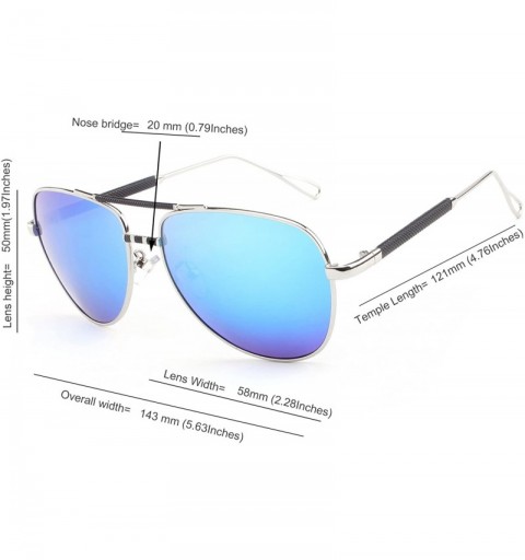 Aviator Aviator Sunglasses - Polarized Sunglasses- Sunglasses - UV 400 - Silver/Blue Mirror - CH183K8HNT3 $29.27