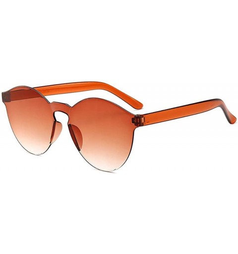 Round Unisex Fashion Candy Colors Round Outdoor Sunglasses - Light Brown - C4190L7L6OS $13.38
