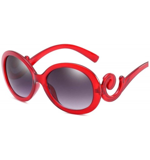 Aviator Red Oval Sunglasses Women Retro Brand Design Vintage Sun Glasses Female Ladies Eyewear Feminino UV400 - Wine Red - CC...