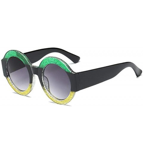 Round 1 Piece Women Fashion New Round Shape Sunglasses Colorful Sunglasses Sunglasses - Green Black - CX18YC77L4A $7.70