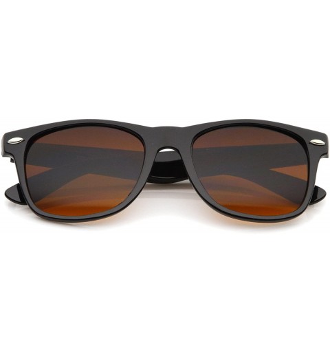 Wrap Blue Blocking Driving Horn Rimmed Sunglasses Amber Tinted Lens 54mm - 5 Black + Black Yellow - CQ11ZGZUCHR $14.44