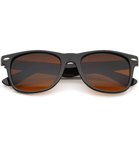 Wrap Blue Blocking Driving Horn Rimmed Sunglasses Amber Tinted Lens 54mm - 5 Black + Black Yellow - CQ11ZGZUCHR $14.44
