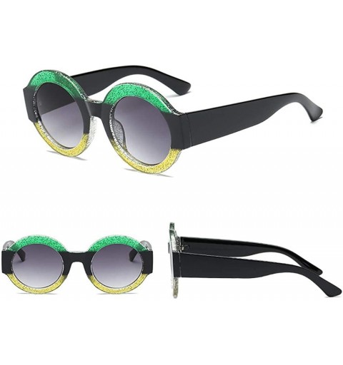 Round 1 Piece Women Fashion New Round Shape Sunglasses Colorful Sunglasses Sunglasses - Green Black - CX18YC77L4A $7.70