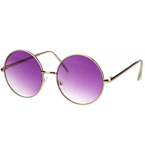 Round Round Circle Metal Frame Sunglasses Womens Fashion UV 400 - Gold (Purple) - C518KE7NHTK $12.19