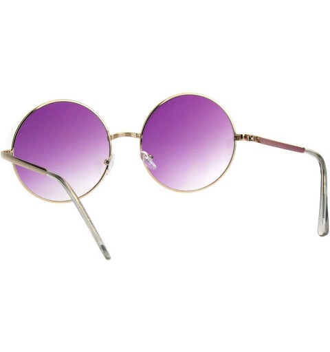 Round Round Circle Metal Frame Sunglasses Womens Fashion UV 400 - Gold (Purple) - C518KE7NHTK $12.19