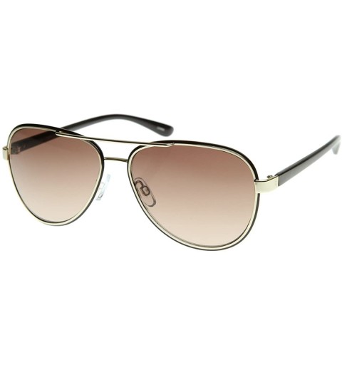 Aviator Optical Quality Eyewear Nouveau Metal Crafted Aviator Sunglasses (Black-Gold/Amber) - C9116RGI1WR $26.56