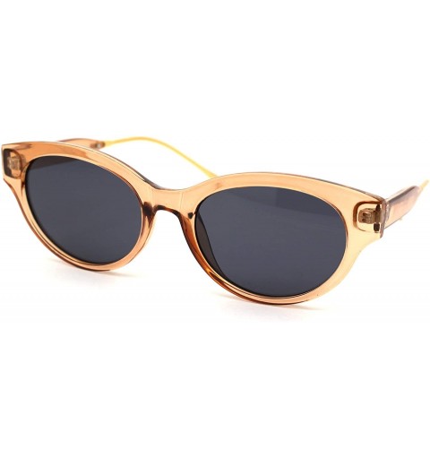 Oval Womens Oval Round Horn Rim Thick Plastic Mod Sunglasses - Light Brown Black - CA18YI7MIK0 $10.62