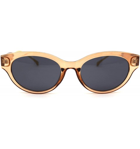 Oval Womens Oval Round Horn Rim Thick Plastic Mod Sunglasses - Light Brown Black - CA18YI7MIK0 $10.62