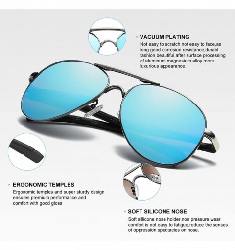 Round Polarized Aviator Sunglasses for Men Uv Protection- Round Sunglasses- Oversized Sunglasses - Round Blue - CS18030E3IS $...