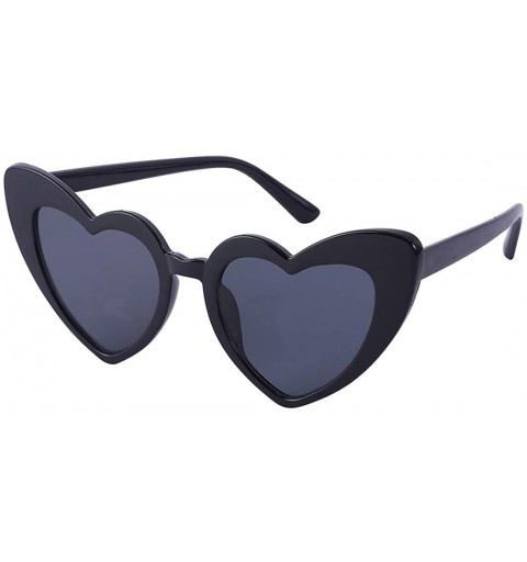 Oversized Heart Sunglasses Retro Cat Eye Mod Style Vintage Kurt Cobain Glasses - Black Frame/ Black Lens - C018Z98WLZL $11.36