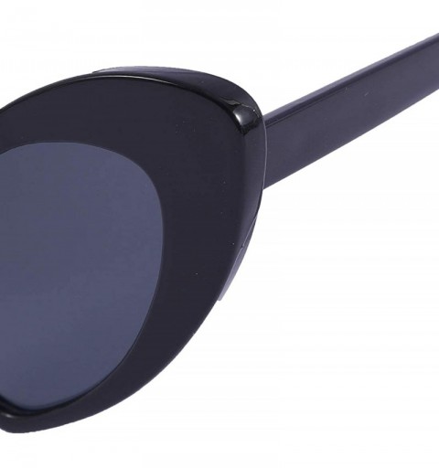 Oversized Heart Sunglasses Retro Cat Eye Mod Style Vintage Kurt Cobain Glasses - Black Frame/ Black Lens - C018Z98WLZL $11.36
