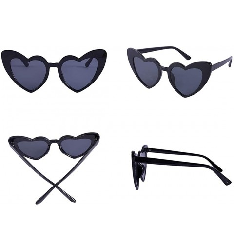 Oversized Heart Sunglasses Retro Cat Eye Mod Style Vintage Kurt Cobain Glasses - Black Frame/ Black Lens - C018Z98WLZL $11.36