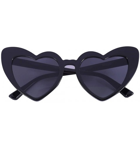 Oversized Heart Sunglasses Retro Cat Eye Mod Style Vintage Kurt Cobain Glasses - Black Frame/ Black Lens - C018Z98WLZL $11.36