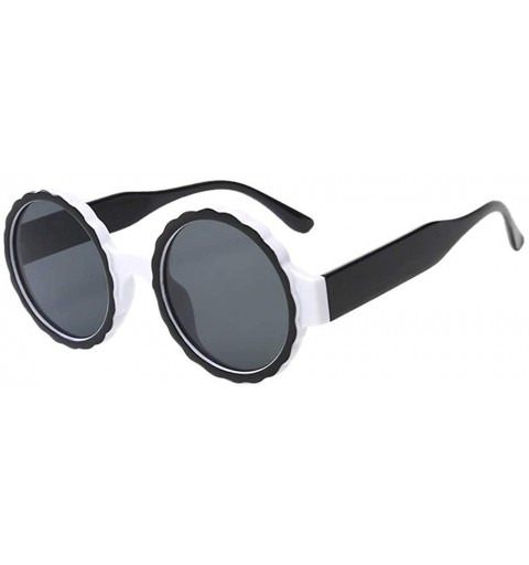 Semi-rimless Women's Fashion Eyewear Large Round Frame Sunglasses Trendy Party Beach Lightweight Glasses - White - CE196IXA47...