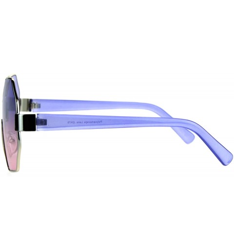 Shield Funky Octagonal Shield Retro Oversize Womens Fashion Sunglasses - Purple Pink - CB184ESDH9X $12.41