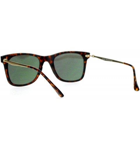 Rectangular Unisex Designer Fashion Sunglasses Thin Light Rectangular Horn Rim Mirror Lens - Tortoise (Peach Mirror) - CB1882...