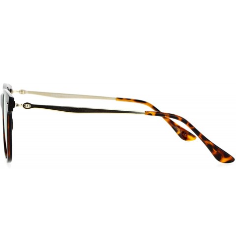 Rectangular Unisex Designer Fashion Sunglasses Thin Light Rectangular Horn Rim Mirror Lens - Tortoise (Peach Mirror) - CB1882...