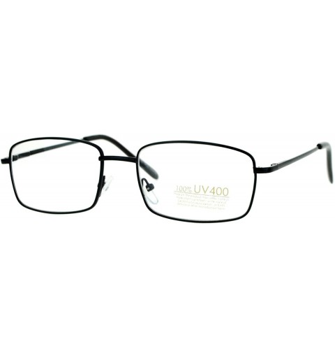 Rectangular Small Frame Eyeglasses Thin Metal Rectangular Fashion Glasses Spring Hinge - Black - CU187C00YDZ $9.65