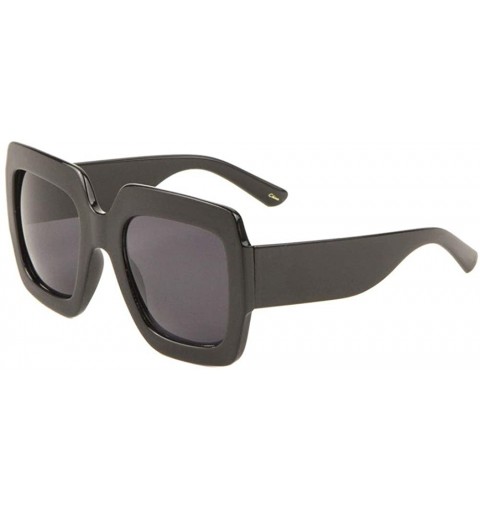 Square Oversize Thick Frame Crystal Color Square Sunglasses - Black - CL198E927W6 $12.31