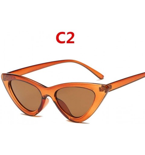 Cat Eye 2020 Fashion Sunglasses Woman Vintage Retro Triangular Cat Eye Glasses Transparent Ocean Uv400 (Color C2) - C2 - CG19...
