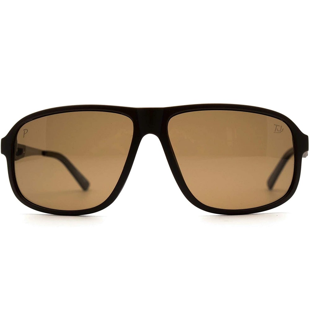 Rectangular p591 Trendy Rectangular Polarized- for Mens 100% UV PROTECTION - Brown-brown - CZ192TCC0MO $20.73