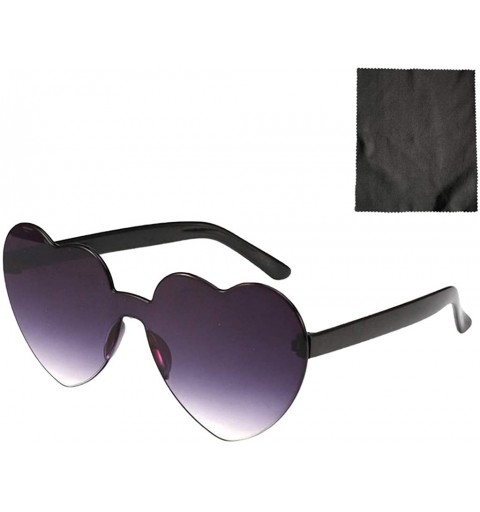 Square Love Heart Shaped Rimless Sunglasses PC Frame Resin Lens Sunglasses UV400 Sunglasses - Gray White - CJ199XD4OWY $8.15