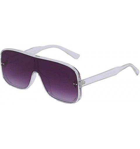 Oversized Premium Oversized Sunglasses Women Men Flat Top Square Frame Shades - Frost - Gradient Purple - CC18SQD6OQT $11.35