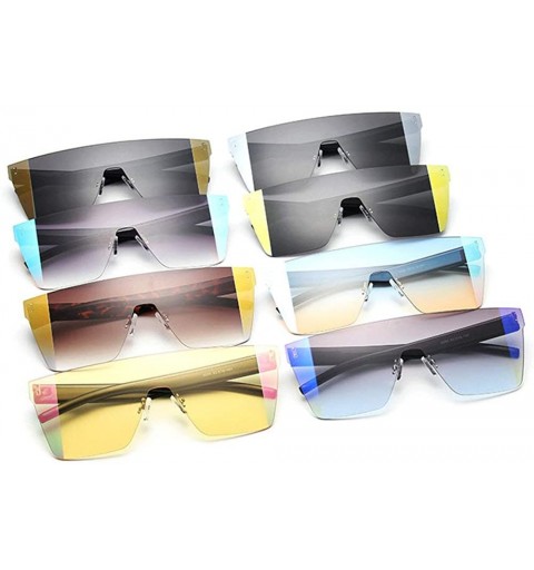Square 2019 New One-piece Sunglasses Men's Handsome Windproof Glasses color Square sunglasses Women - Yellow&grey - C318YCDXG...