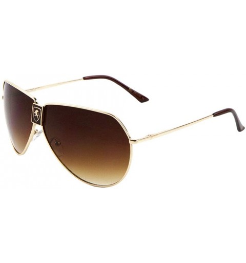 Aviator Geometric Top Round Modern Aviator Sunglasses - Brown Gold - CP199H23Z0U $19.00