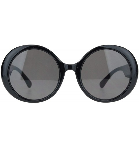Round Womens Round Circle Mod Fashion Thick Plastic Wizard Sunglasses - All Black - C318M4DQNT9 $10.05