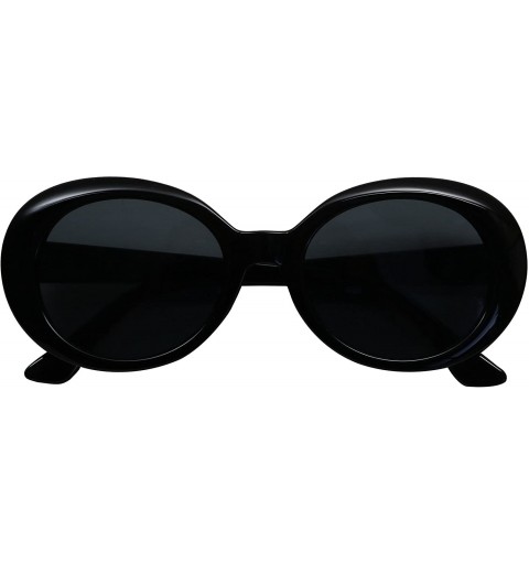 Oval Oversized 90's Retro Pop Colorful Candy Lens Clout Goggles Oval Round Mod Sunglasses - Black Frame - CX187K28L46 $7.62