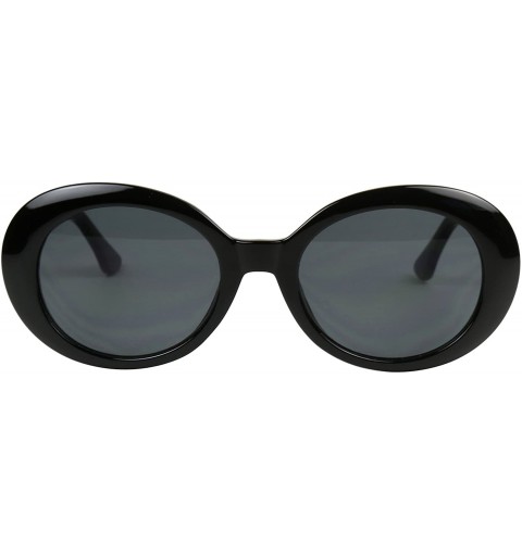 Oval Oversized 90's Retro Pop Colorful Candy Lens Clout Goggles Oval Round Mod Sunglasses - Black Frame - CX187K28L46 $7.62
