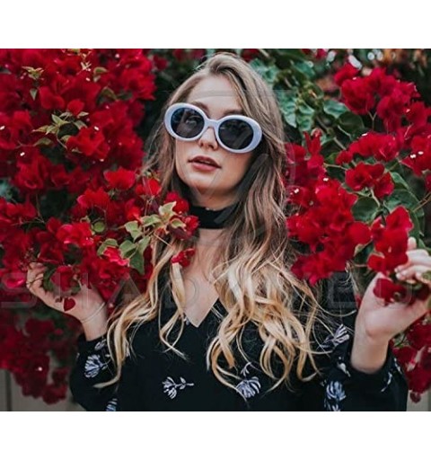 Oval Oversized 90's Retro Pop Colorful Candy Lens Clout Goggles Oval Round Mod Sunglasses - Black Frame - CX187K28L46 $7.62