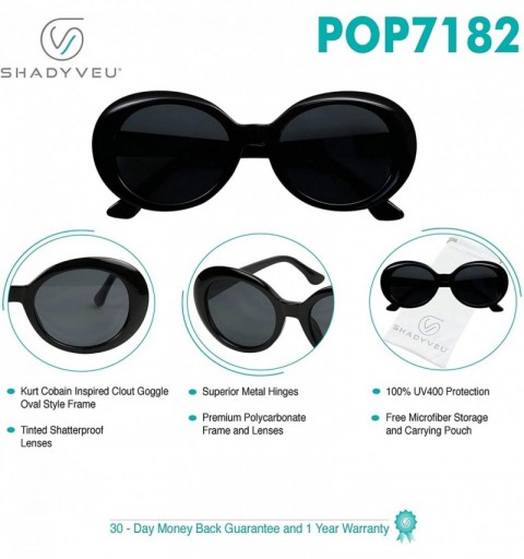 Oval Oversized 90's Retro Pop Colorful Candy Lens Clout Goggles Oval Round Mod Sunglasses - Black Frame - CX187K28L46 $7.62